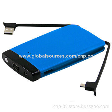 Power Bank with Built-in Charging Cable, Dual Output